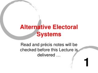 Alternative Electoral Systems