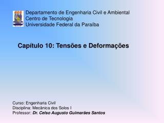 Departamento de Engenharia Civil e Ambiental Centro de Tecnologia Universidade Federal da Paraíba