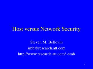 Host versus Network Security