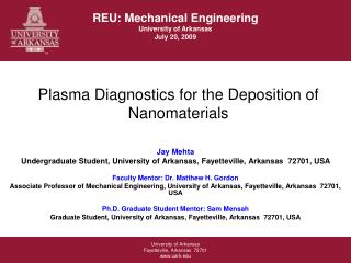 Plasma Diagnostics for the Deposition of Nanomaterials