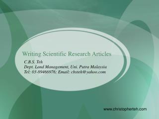 Writing Scientific Research Articles