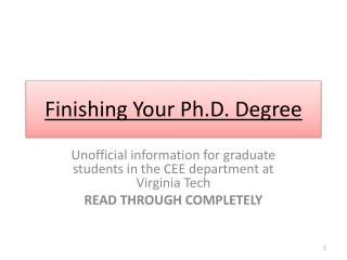 Finishing Your Ph.D. Degree