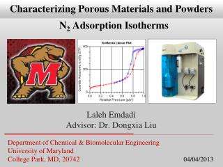 Department of Chemical &amp; Biomolecular Engineering University of Maryland