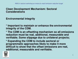 AWG in session workshop on means to reach emission reduction target