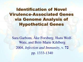 Identification of Novel Virulence-Associated Genes via Genome Analysis of Hypothetical Genes