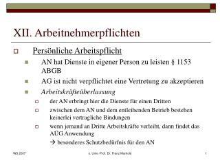 XII. Arbeitnehmerpflichten