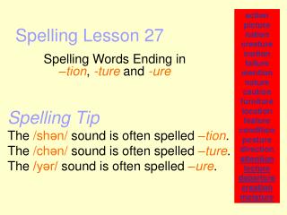 Spelling Lesson 27
