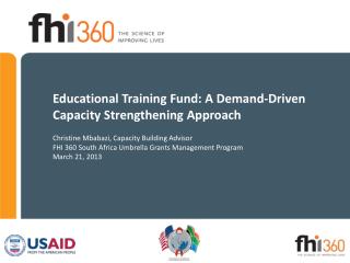 Educational Training Fund: A Demand-Driven Capacity Strengthening Approach