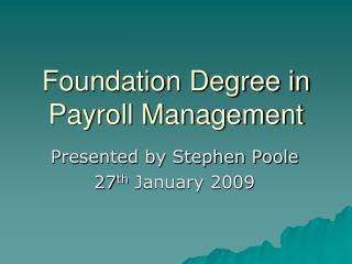 Foundation Degree in Payroll Management