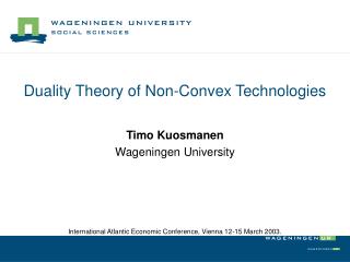 Duality Theory of Non-Convex Technologies