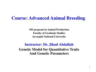 Course: Advanced Animal Breeding