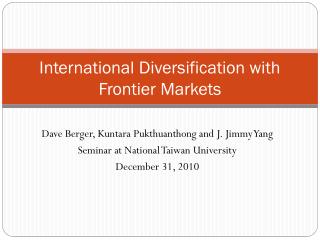 International Diversification with Frontier Markets
