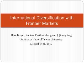 International Diversification with Frontier Markets
