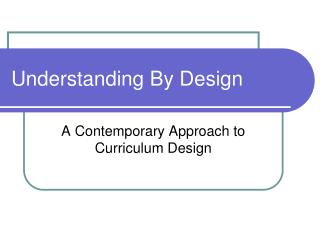 Understanding By Design