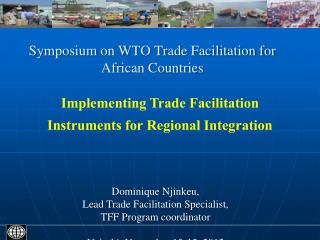 Symposium on WTO Trade Facilitation for African Countries