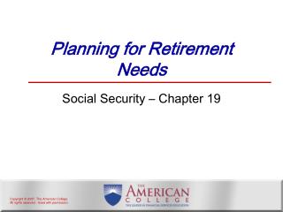 Planning for Retirement Needs