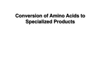 Conversion of Amino Acids to Specialized Products