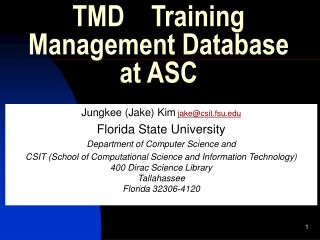 TMD Training Management Database at ASC