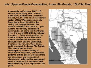 Nde’ (Apache) People Communities, Lower Rio Grande, 17th-21st Centuries