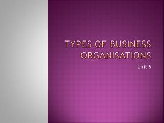 Types of business organisations