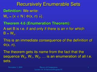 Recursively Enumerable Sets