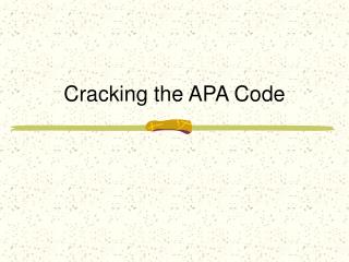 Cracking the APA Code