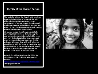Dignity of the Human Person