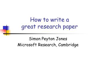 How to write a great research paper