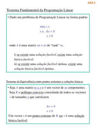 Teorema Fundamental da Programação Linear