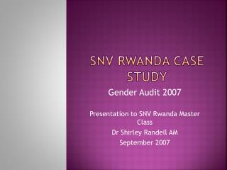 SNV Rwanda Case Study