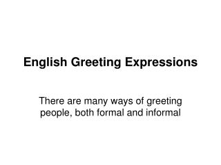 English Greeting Expressions