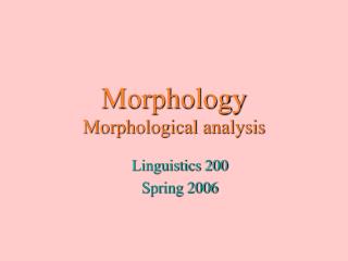 morphology morphological analysis