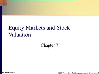 Equity Markets and Stock Valuation