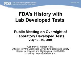 FDA’s History with Lab Developed Tests