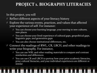PROJECT 1. BIOGRAPHY LITERACIES