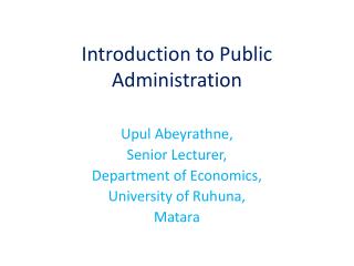 Introduction to Public Administration