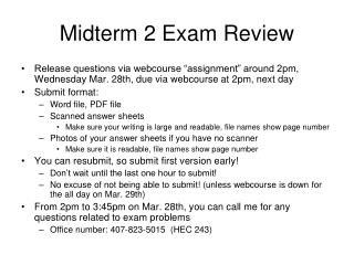 Midterm 2 Exam Review