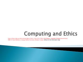 Computing and Ethics