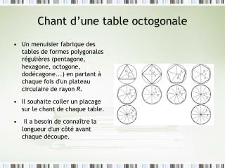 Chant d’une table octogonale