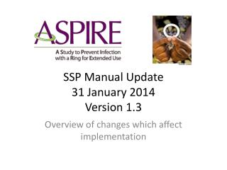 SSP Manual Update 31 January 2014 Version 1.3