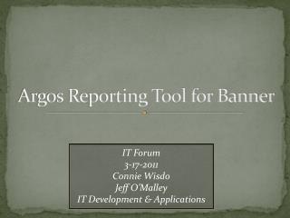 Argos Reporting Tool for Banner