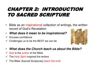 CHAPTER 2: INTRODUCTION TO SACRED SCRIPTURE