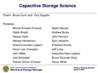 Capacitive Storage Science