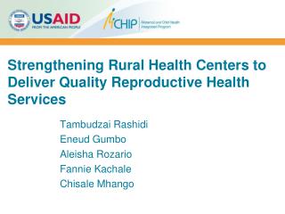 Strengthening Rural Health Centers to Deliver Quality Reproductive Health Services