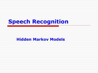 Speech Recognition