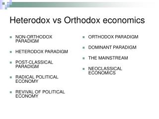 Heterodox vs Orthodox economics