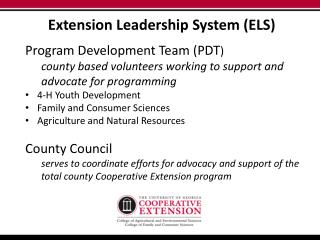 Extension Leadership System (ELS) Program Development Team (PDT )