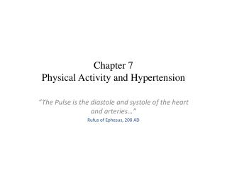 Chapter 7 Physical Activity and Hypertension