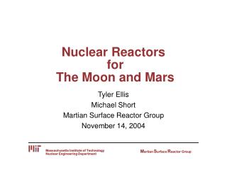 Nuclear Reactors for The Moon and Mars