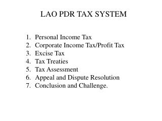 LAO PDR TAX SYSTEM